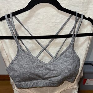 Gray Strappy Women’s Sports Bra